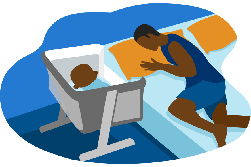 Criança a dormir em berço co-sleeping junto à cama